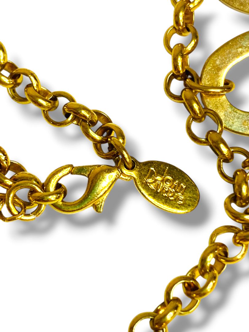Vintage Joan Rivers Goldtone Necklace Circle Drop 16" +3" Extender