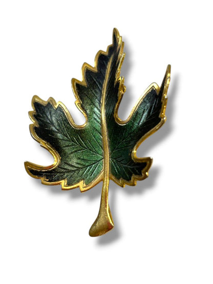 2 Brooch Pins Goldtone Leaf 1.25" Wishbone 1.25"