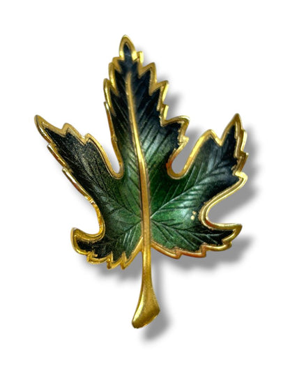 2 Brooch Pins Goldtone Leaf 1.25" Wishbone 1.25"