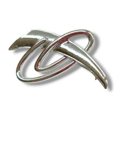 2 Silvertone Brooch Pins Atomic Retro 2" Daisy Virgin Mary Medal 1.5"