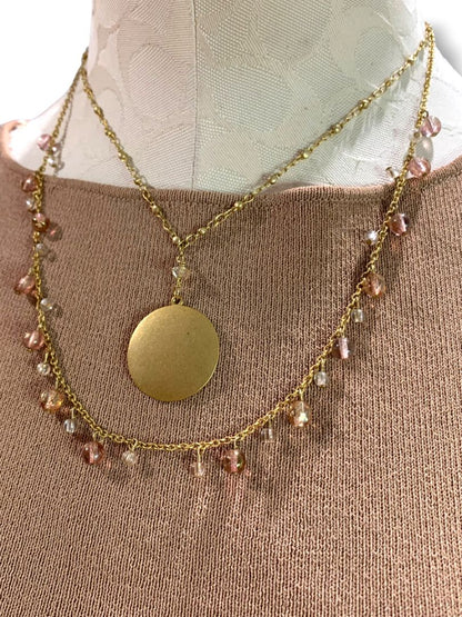 New Express Goldtone Beaded Necklace Tiered 16-18" Multicolor Beads