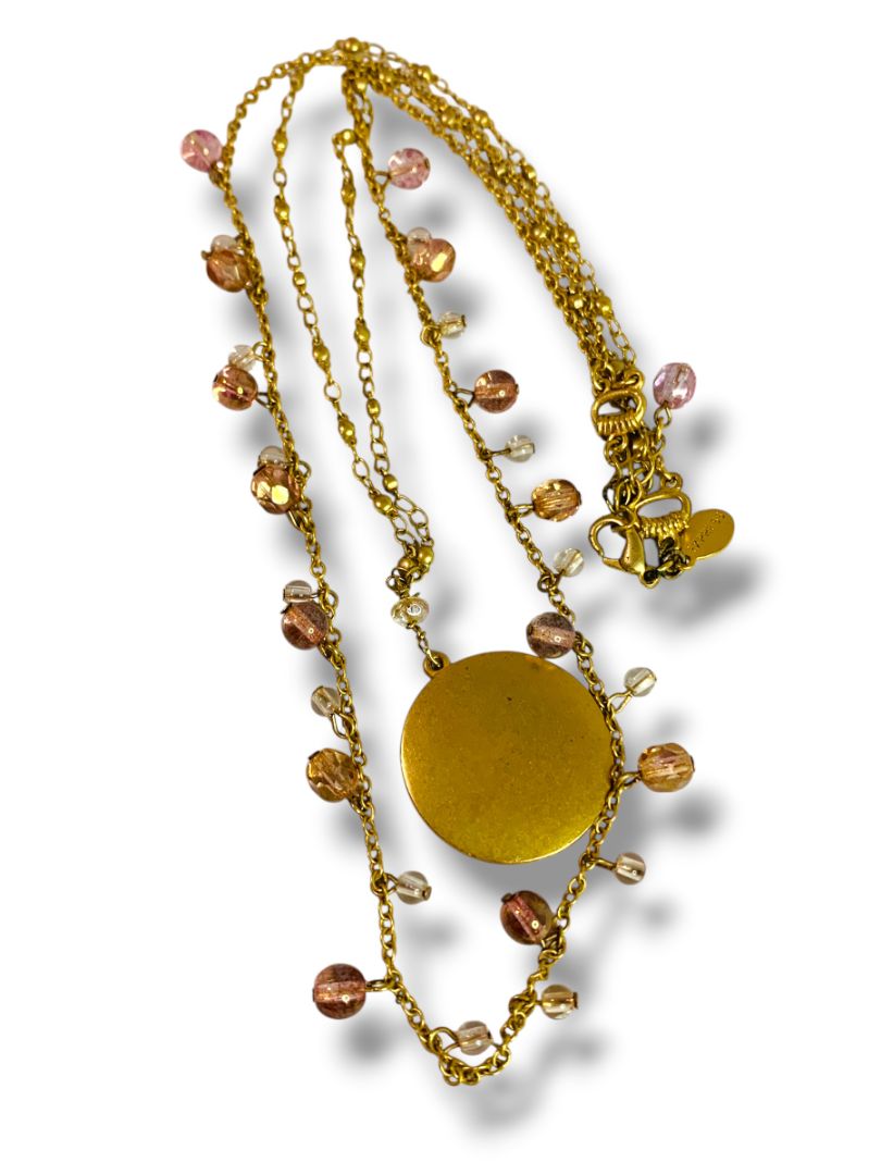 New Express Goldtone Beaded Necklace Tiered 16-18" Multicolor Beads