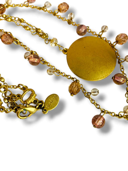 New Express Goldtone Beaded Necklace Tiered 16-18" Multicolor Beads