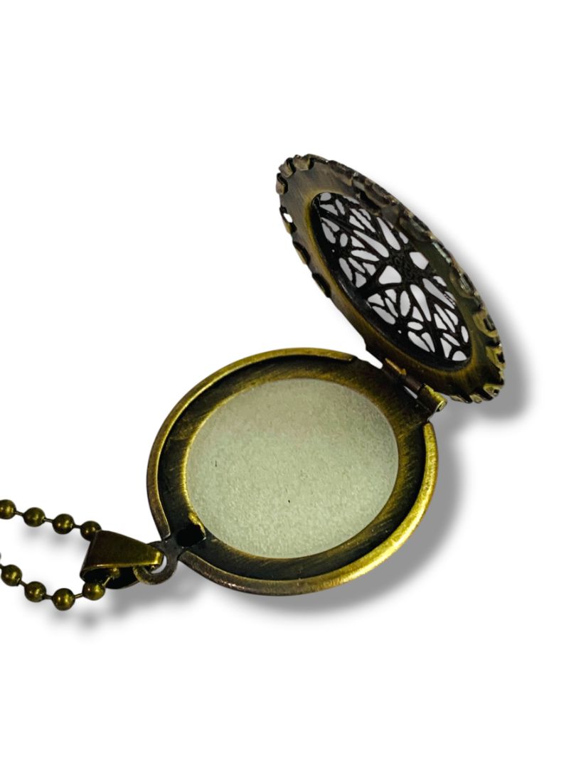 Vintage Filigree Locket Pendant on Ball Chain Necklace 23.5"