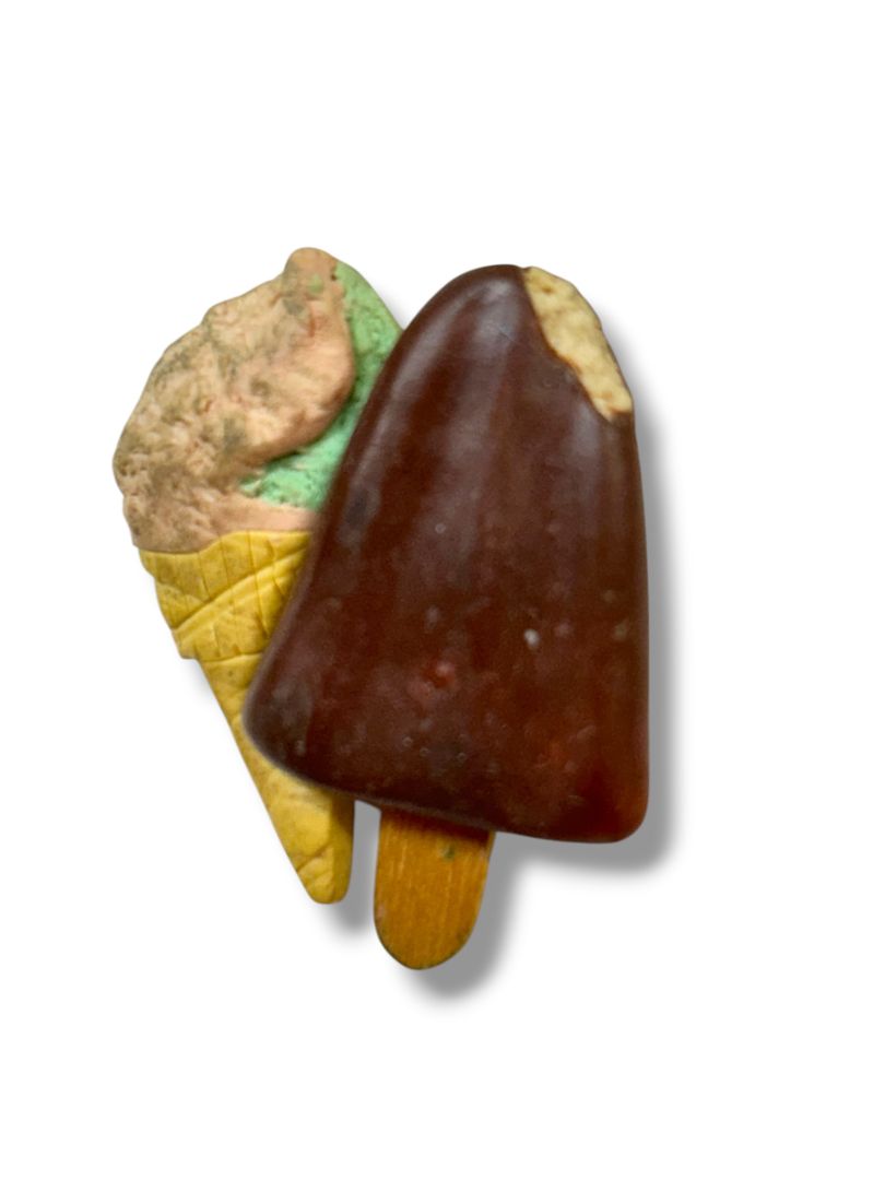 2 Resin Brooch Pin Teddy Bear Halloween 1.75" Popsicle Ice Cream 1.5"