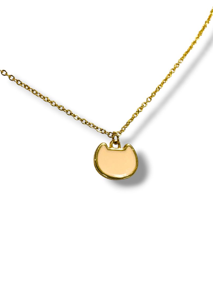 Delicate Goldtone Pendant Necklace Charming Charlie Peach Color Enameled 16-18"