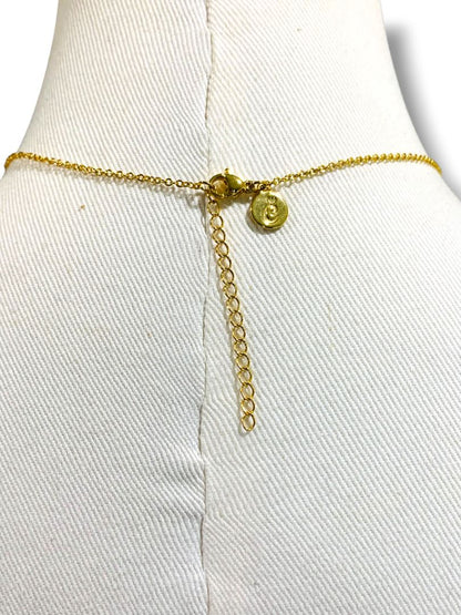 Delicate Goldtone Pendant Necklace Charming Charlie Peach Color Enameled 16-18"