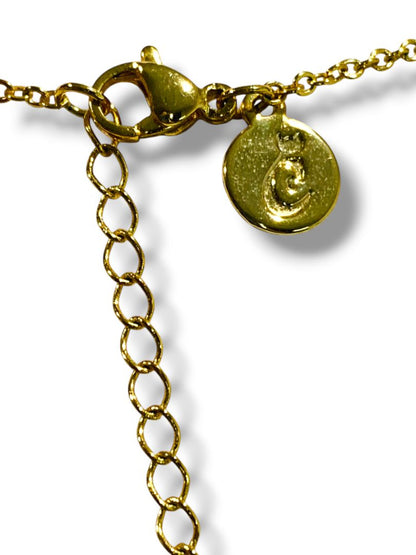 Delicate Goldtone Pendant Necklace Charming Charlie Peach Color Enameled 16-18"