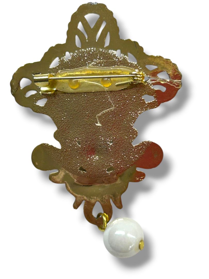 2 Goldtone Brooch Pins Cuckoo Clock 1.6" Lightweight 2.5"