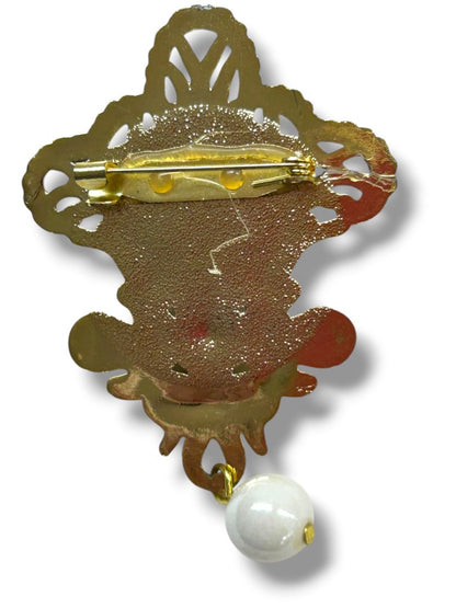 2 Goldtone Brooch Pins Cuckoo Clock 1.6" Lightweight 2.5"