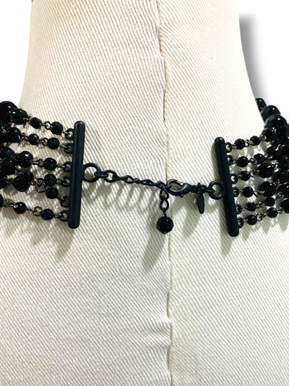 Express Multistrand Black Faceted Bead Necklace 16" +1.5" Extender