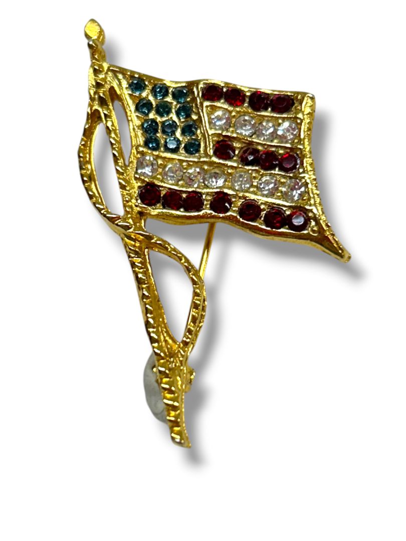Lot of 3 Assorted USA America Brooch Pins Flag Lenox Eagle United We Stand