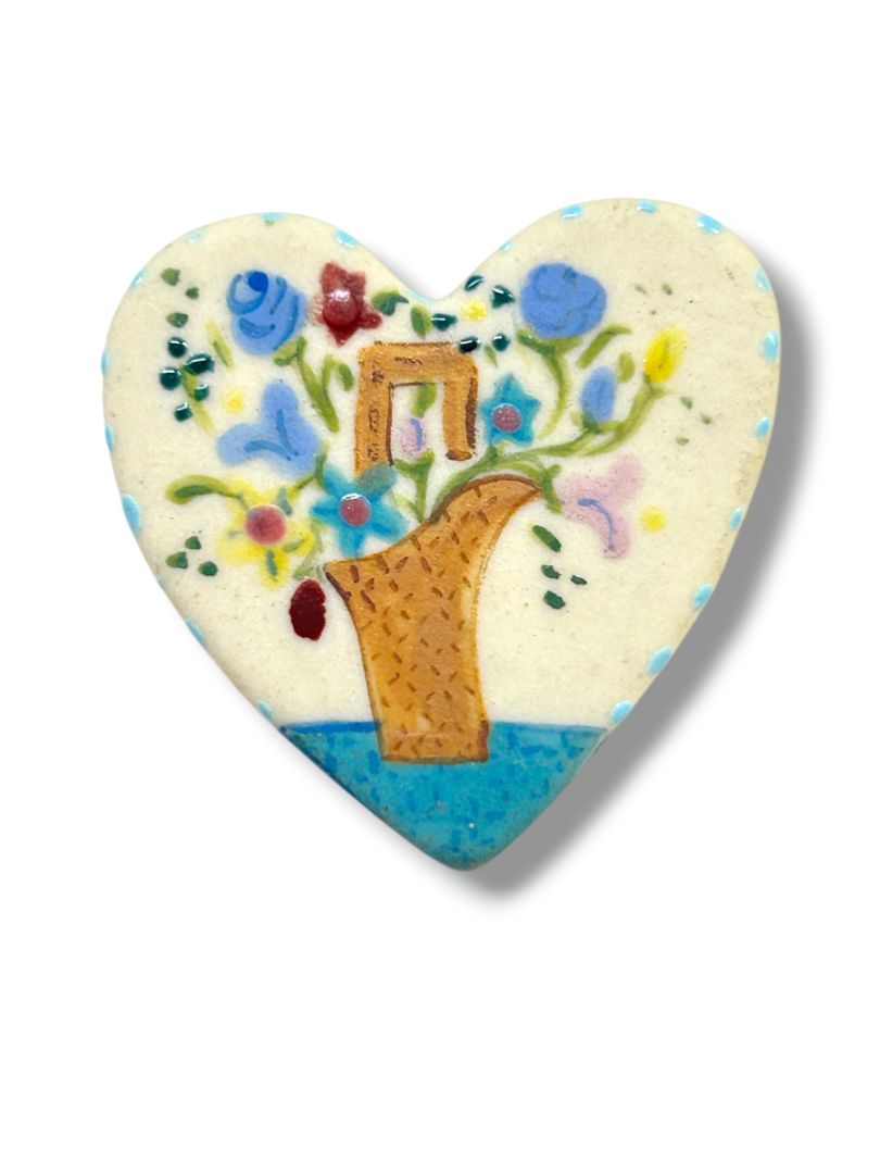 2 Brooches Pins Resin Silent Night Nativity 2" Clay Heart Flowers 1.4"
