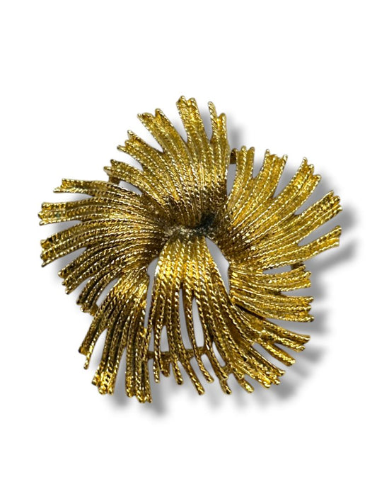Vintage Goldtone Cordelia Brooch Statement Pin 2.2" Diameter