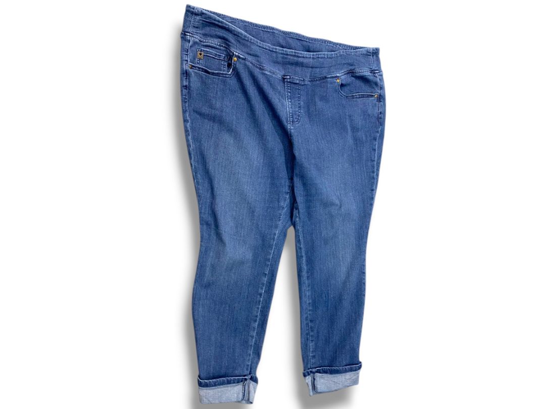 22WP Belle Kim Gravel Petite Womens Plus Size Jeggings Cuffed Pull On Jeans
