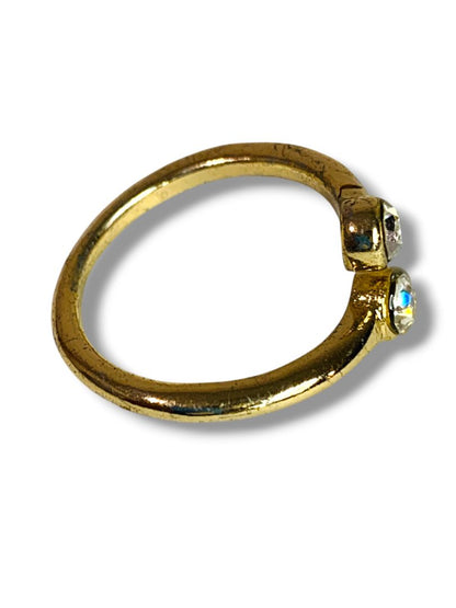 Size 9 Goldtone Ring Offset Crystal Design