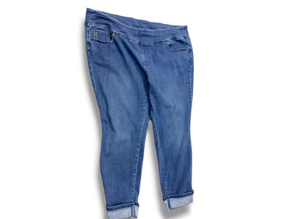 22WP Belle Kim Gravel Petite Womens Plus Size Jeggings Cuffed Pull On Jeans