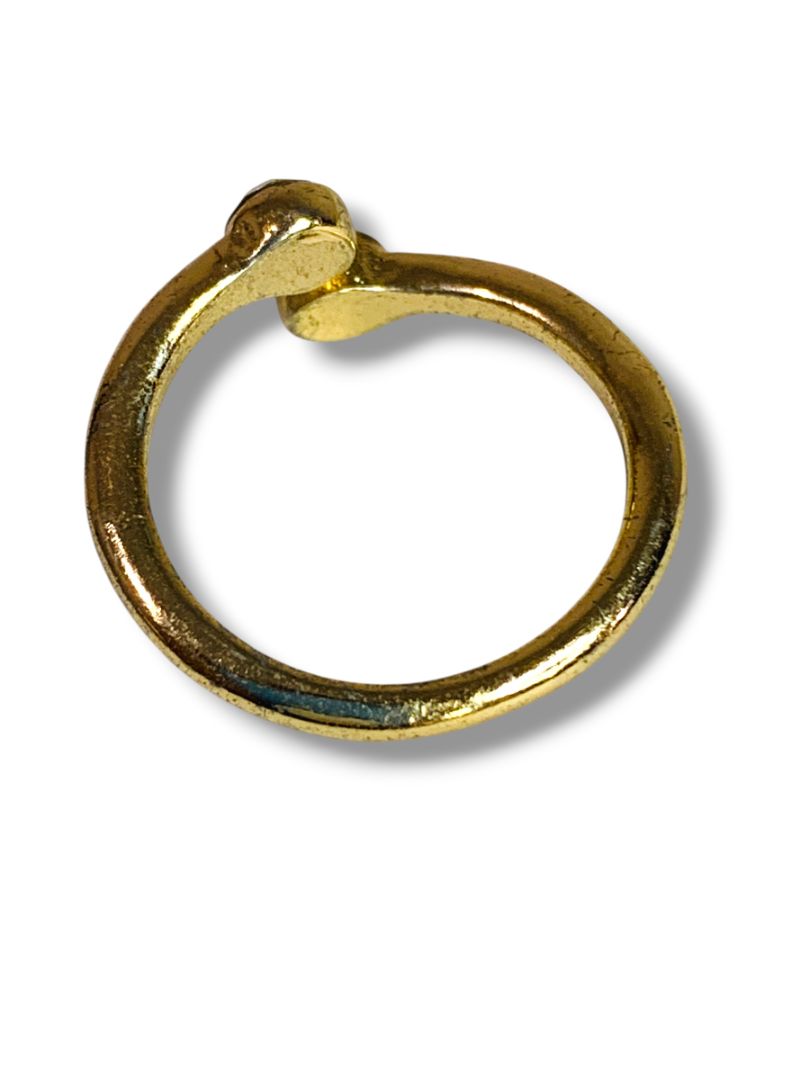 Size 9 Goldtone Ring Offset Crystal Design
