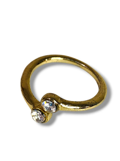 Size 9 Goldtone Ring Offset Crystal Design