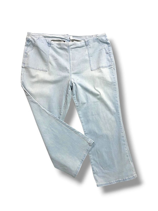 Size 22W Belle Kim Gravel Plus Size Jeans Straight Leg Retro Pockets Light Wash Crop