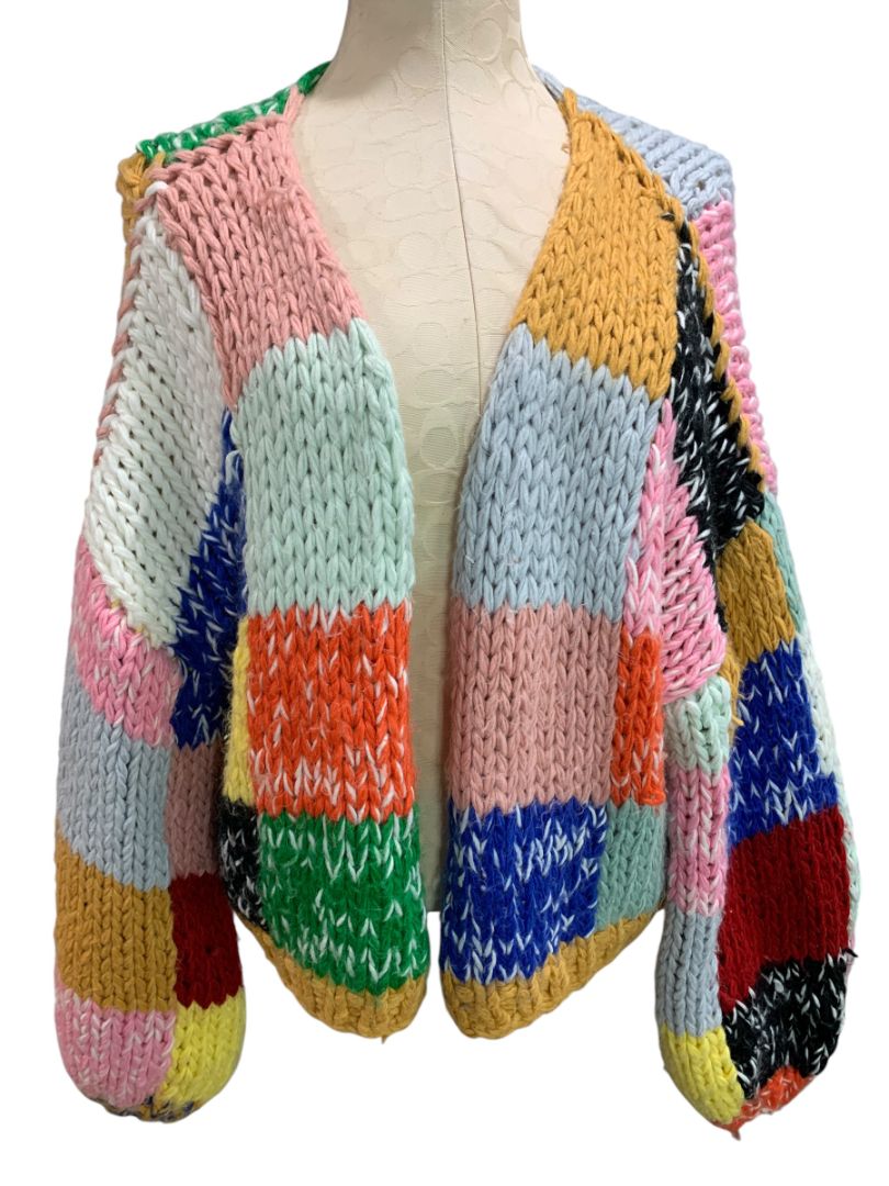 Size Large Polagram Womens Colorblock Open Cardigan Sweater