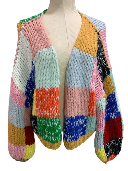 Size Large Polagram Womens Colorblock Open Cardigan Sweater