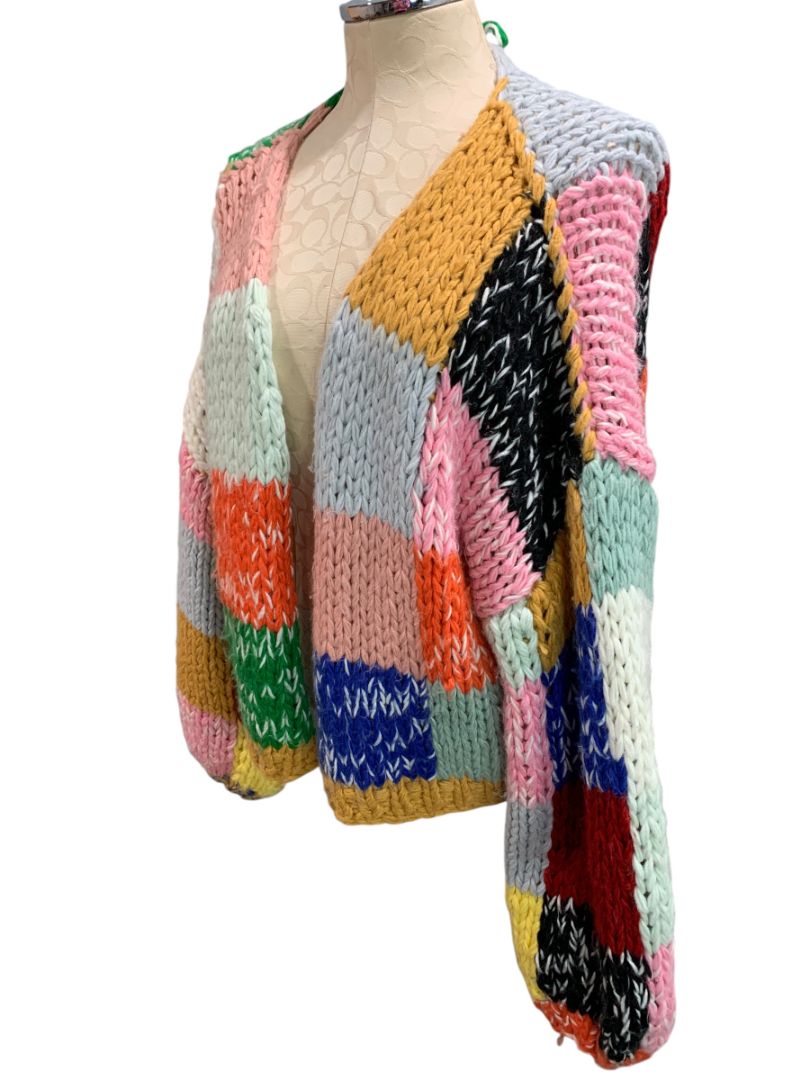 Size Large Polagram Womens Colorblock Open Cardigan Sweater