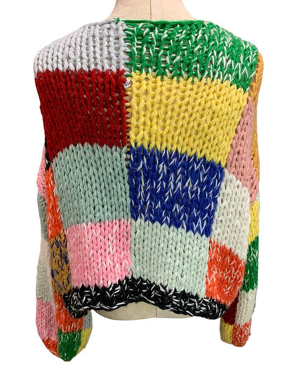 Size Large Polagram Womens Colorblock Open Cardigan Sweater