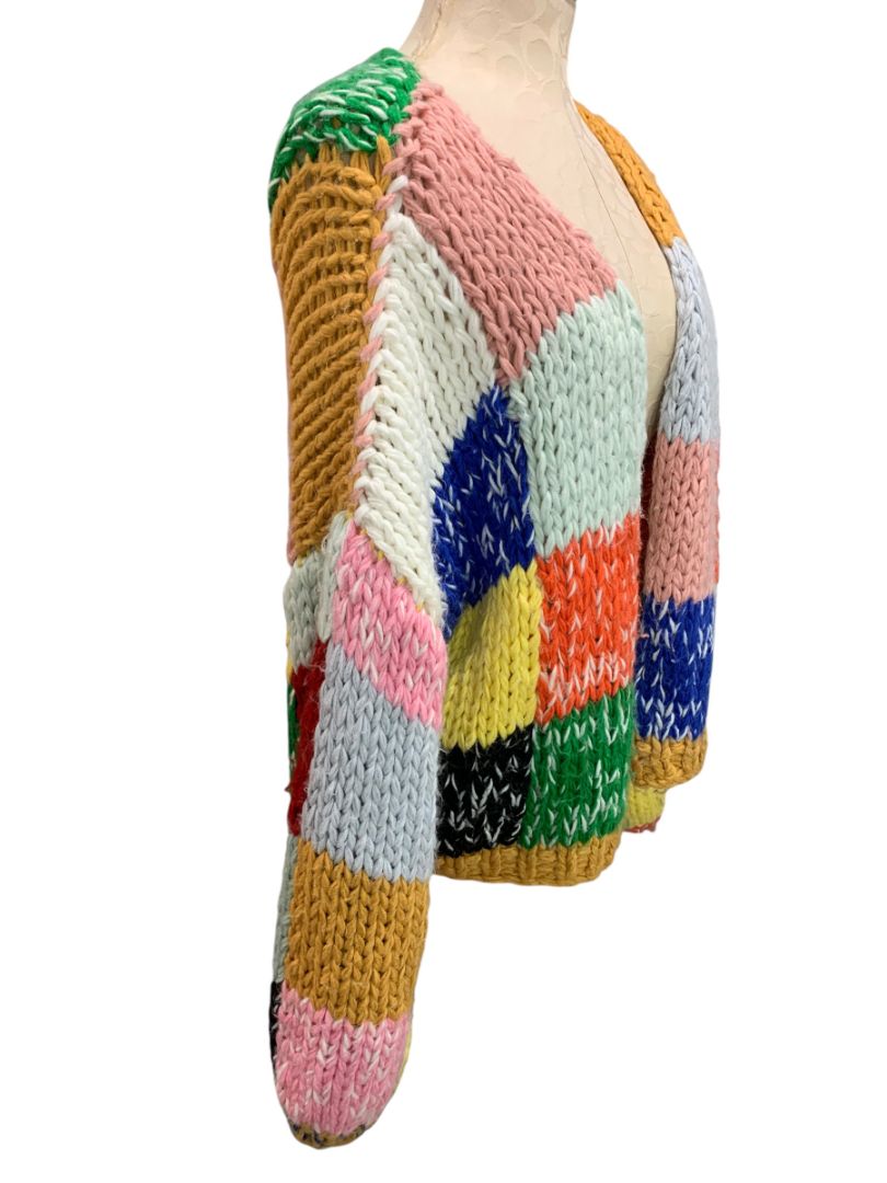Size Large Polagram Womens Colorblock Open Cardigan Sweater