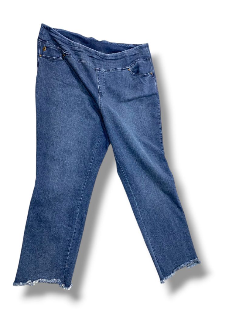 Size 20W Belle Kim Gravel Plus Size Jeggings Pull On Jeans Raw Hem