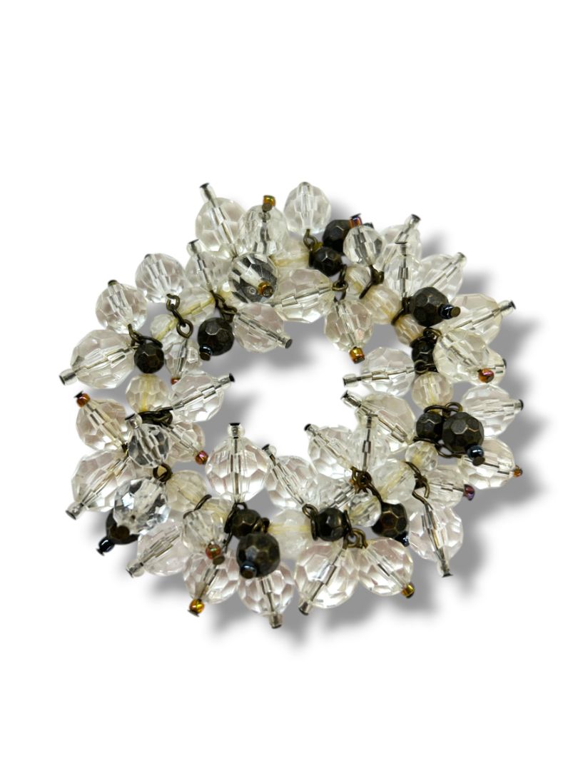 2 Bracelets Acrylic Bangle 2.6" Inside Diameter Stretch Beaded Bracelet
