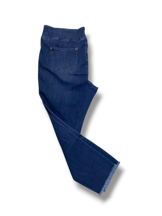 Size 20WP Belle Kim Gravel Petite Plus Size Jeggings Pull On Jeans Raw Hem Dark Wash