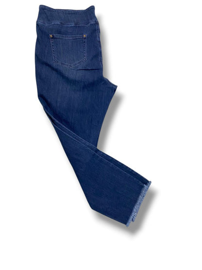 Size 20WP Belle Kim Gravel Petite Plus Size Jeggings Pull On Jeans Raw Hem Dark Wash