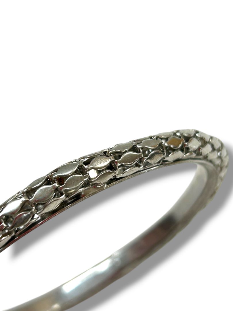 2 Silvertone Bangle Bracelets Rhinestones Detail 2.75" Inside Diameter