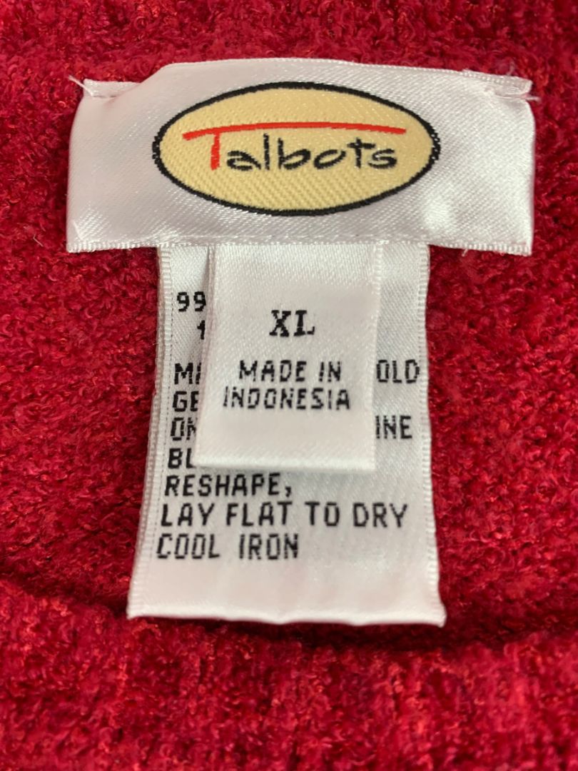 Size XL Talbots Womens Red Soft Pullover Crewneck Sweater