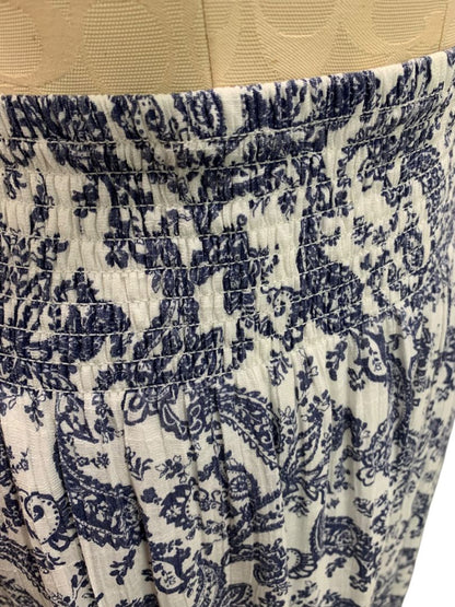 Size XL J Gee Womens Peasant Boho Skirt Blue White Paisley Pull On