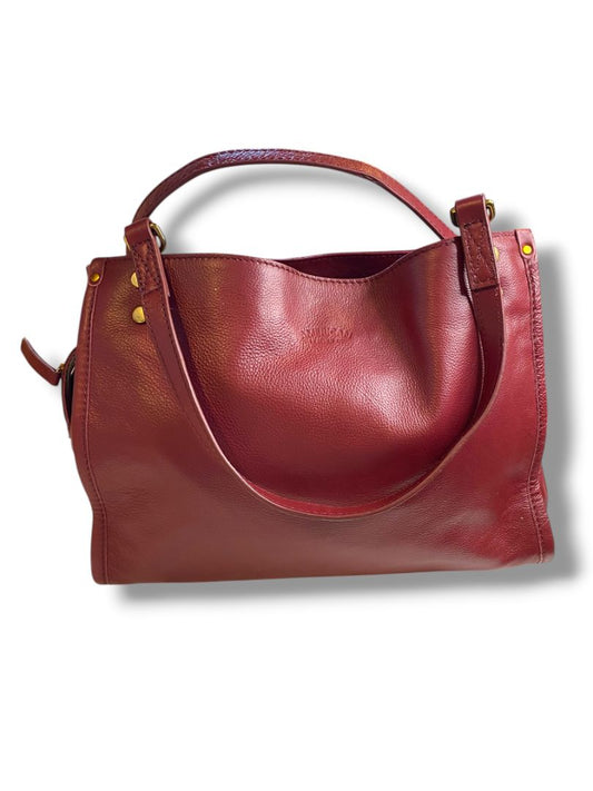 American Leather Satchel Handbag Triple Entry Merlot Color
