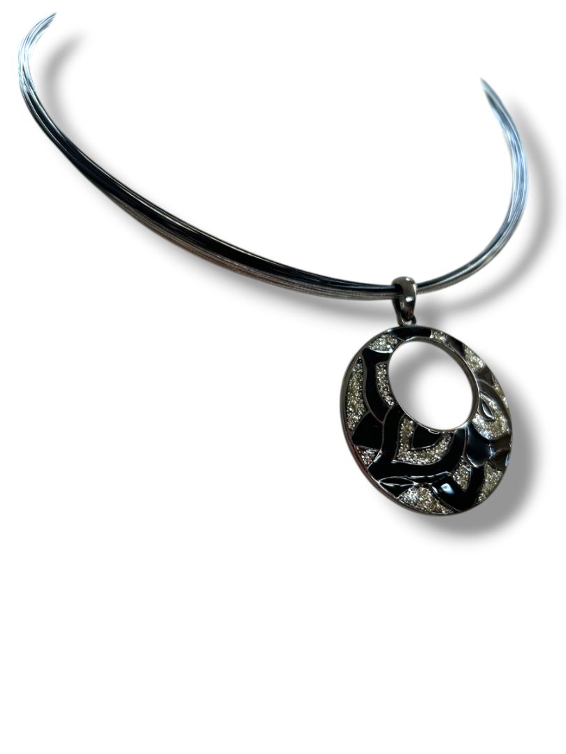 2 Necklaces Black Beaded 60" Overhead Stand 18-20" Pendant Necklace Lobster Clasp