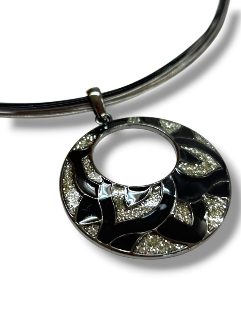 2 Necklaces Black Beaded 60" Overhead Stand 18-20" Pendant Necklace Lobster Clasp