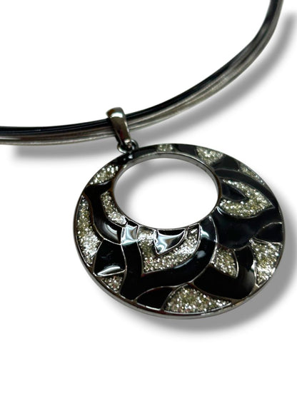 2 Necklaces Black Beaded 60" Overhead Stand 18-20" Pendant Necklace Lobster Clasp