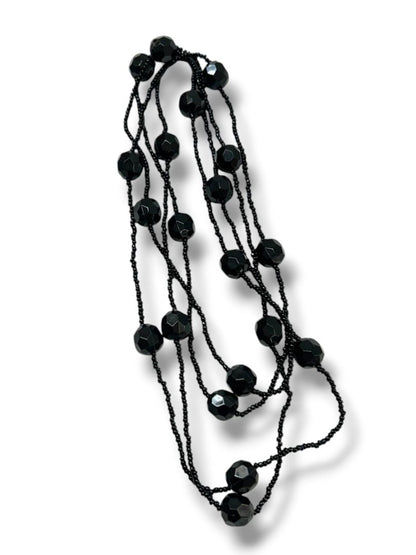 2 Necklaces Black Beaded 60" Overhead Stand 18-20" Pendant Necklace Lobster Clasp