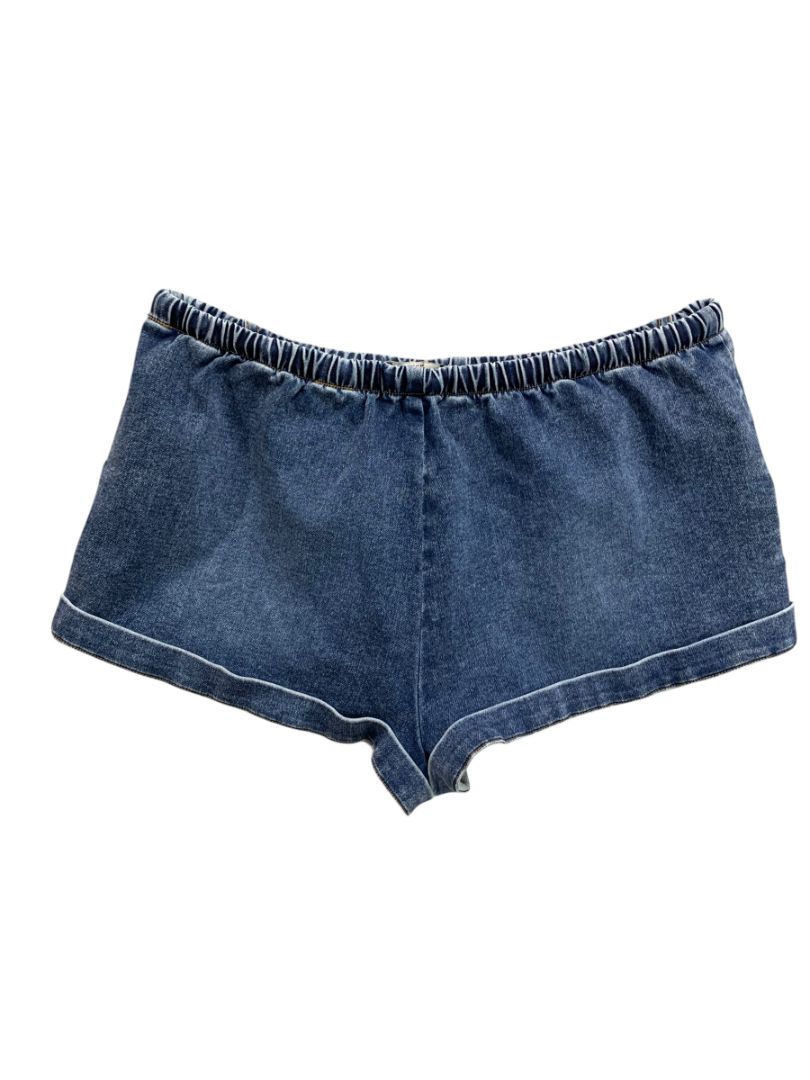 Size Large Rewash Brand Womens Denim Pull On Shorts Elastic Drawstring