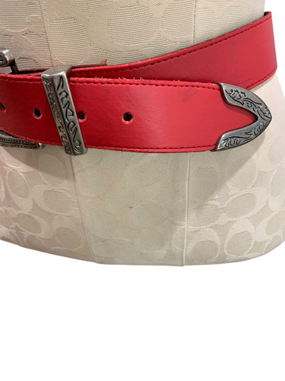 Large 34-38" Waist Womens Red Faux Leather Belt Western Style