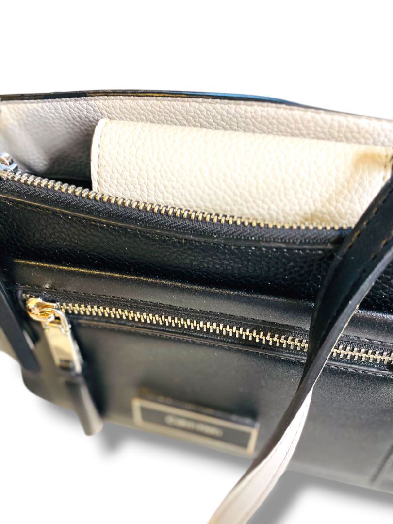 Calvin Klein Vegan Leather Bag Structured Crossbody Hadley Triple Compartment