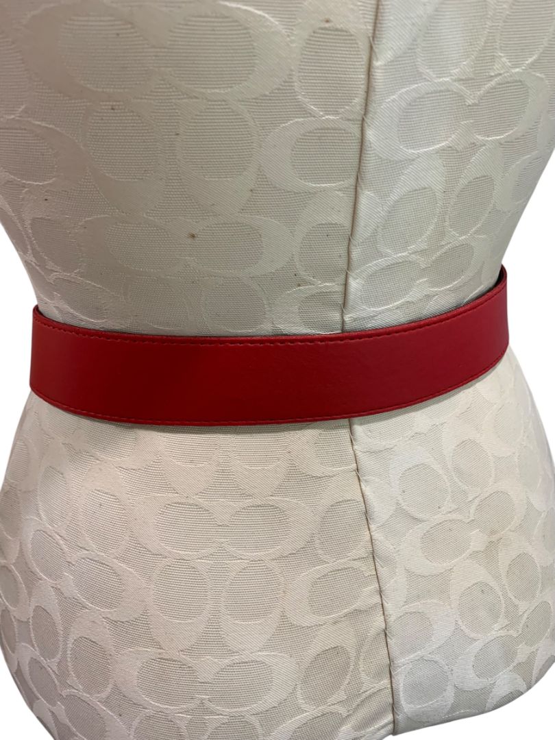 Large 34-38" Waist Womens Red Faux Leather Belt Western Style