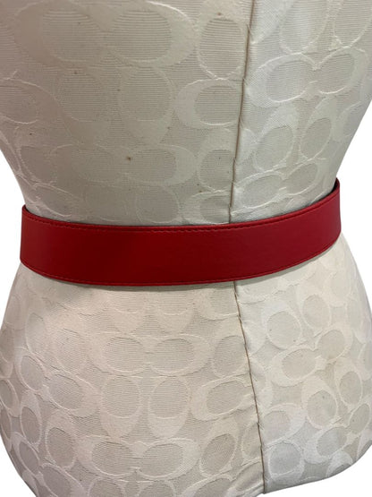 Large 34-38" Waist Womens Red Faux Leather Belt Western Style
