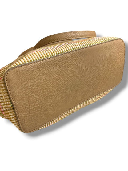 Bueno Woven Tote Handbag Multicolor Stripe Green Pink 9.5"h x 11"l