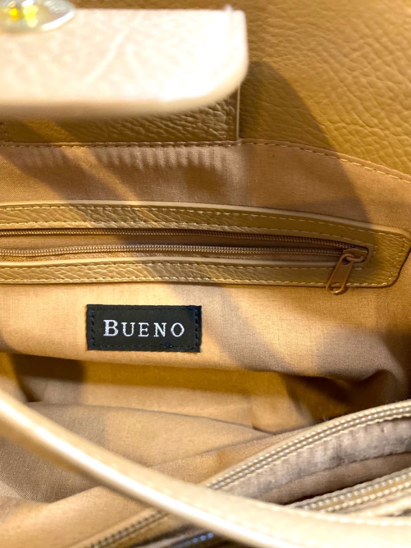 Bueno Woven Tote Handbag Multicolor Stripe Green Pink 9.5"h x 11"l