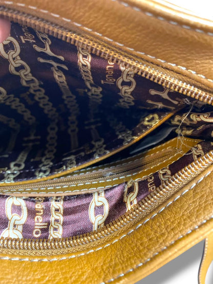 Tignanello Brown Pebbled Leather Crossbody Bag Organizational Boho Style