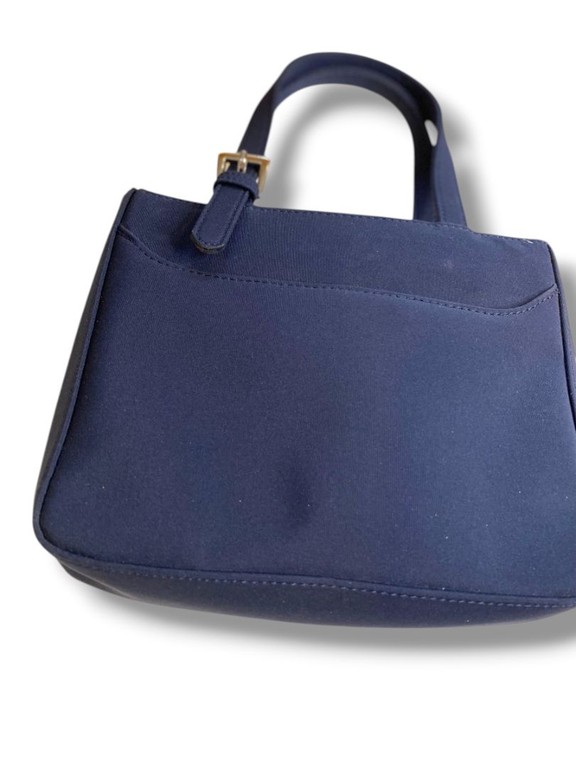 Amanda Smith Navy Blue Mini Satchel Handbag Triple Compartment 6"h x 7.5"l